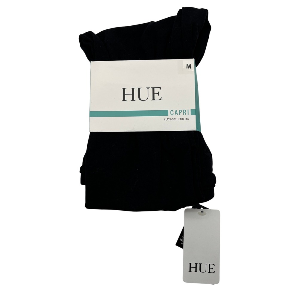 HUE Leggings Womens Medium Black Soft Cotton Capri U17981 Classic Cotton Blend